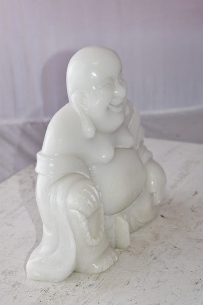 Buddha White Made of Jade Statue Size: 13" x 4" x 10"H