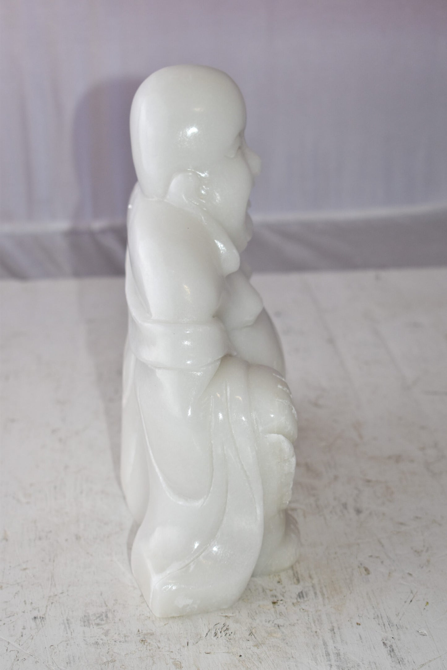 Buddha White Made of Jade Statue Size: 13" x 4" x 10"H