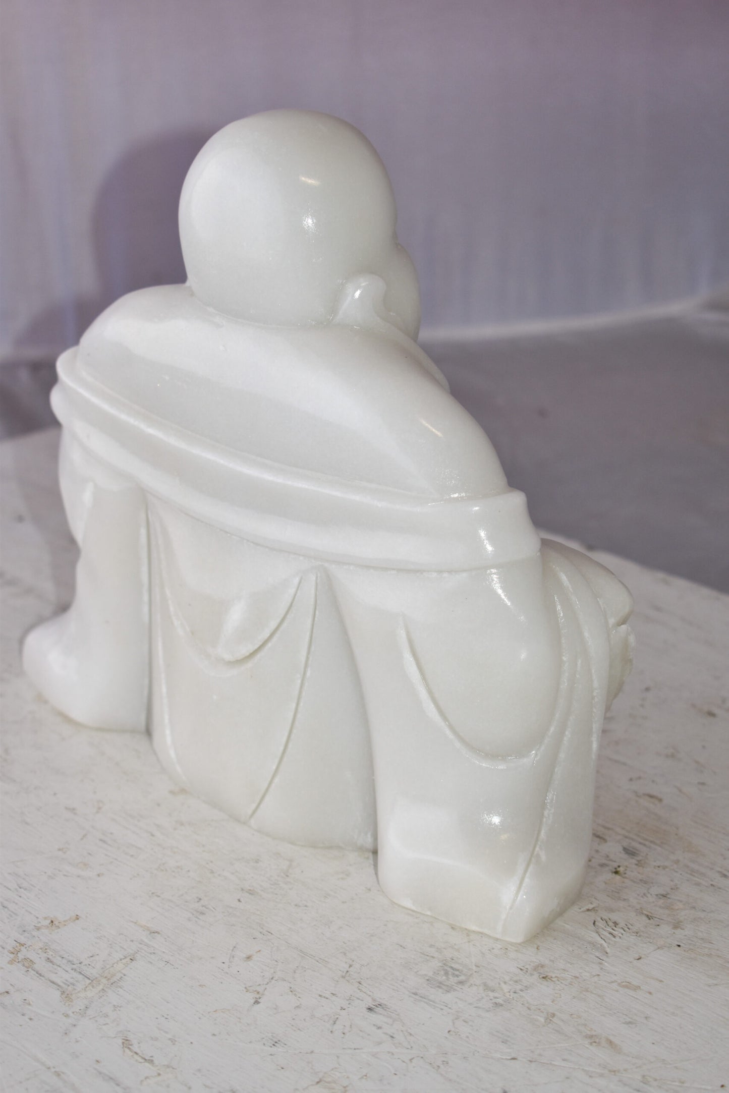 Buddha White Made of Jade Statue Size: 13" x 4" x 10"H