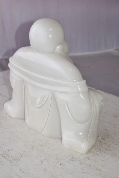 Buddha White Made of Jade Statue Size: 13" x 4" x 10"H