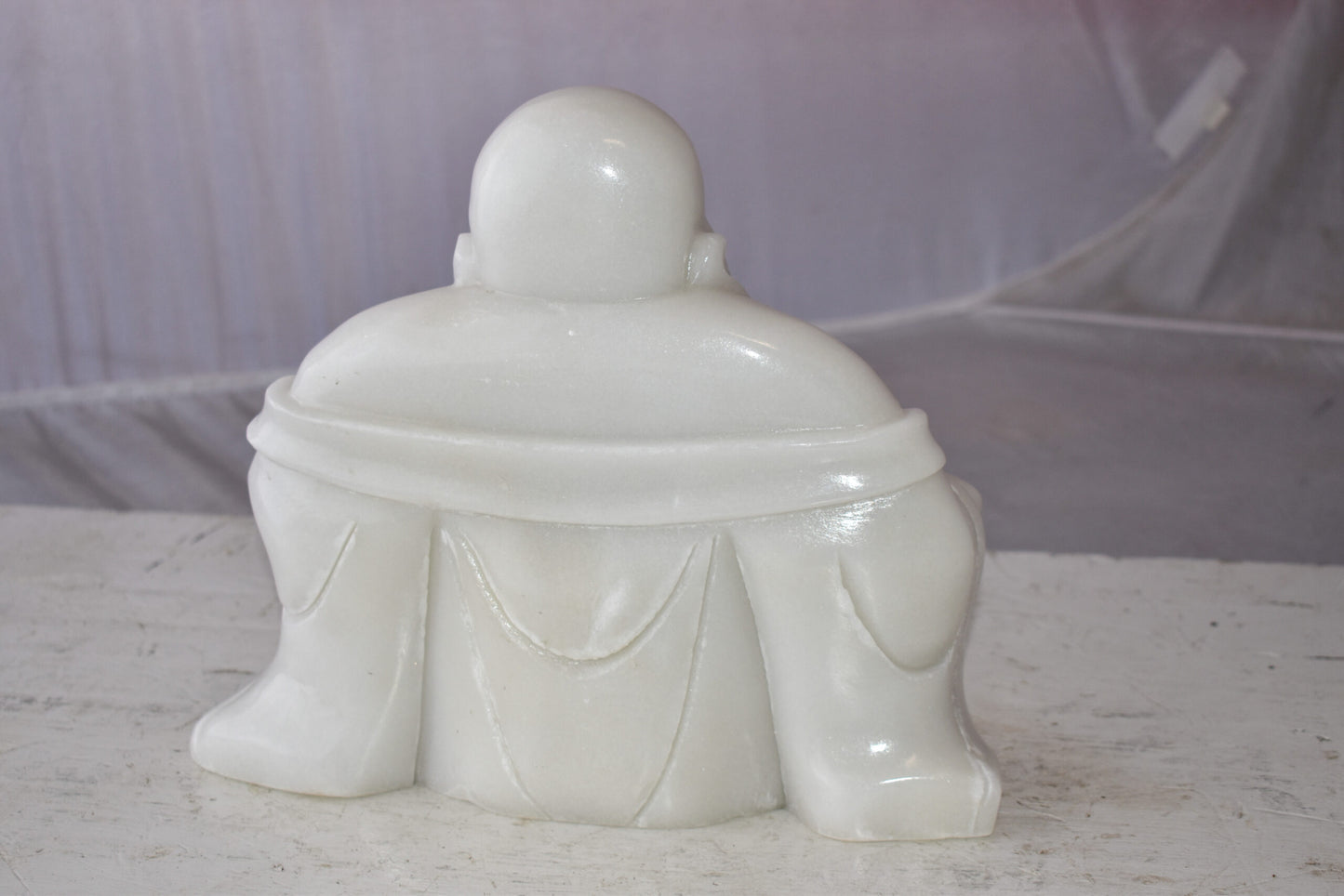 Buddha White Made of Jade Statue Size: 13" x 4" x 10"H
