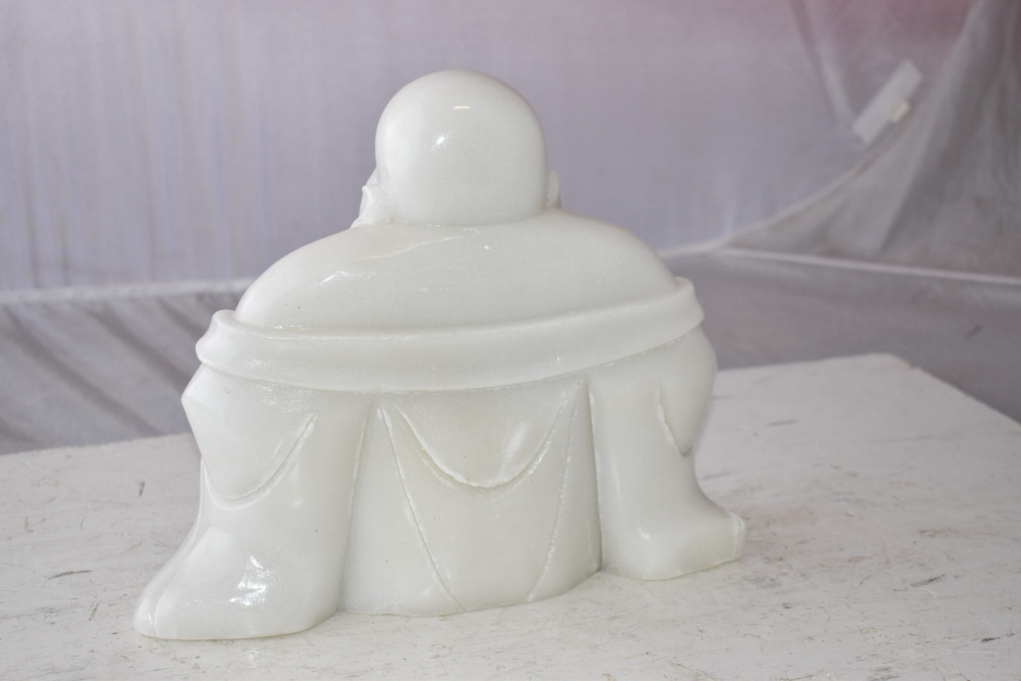 Buddha White Made of Jade Statue Size: 13" x 4" x 10"H