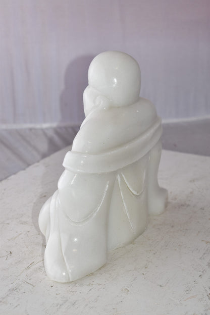 Buddha White Made of Jade Statue Size: 13" x 4" x 10"H