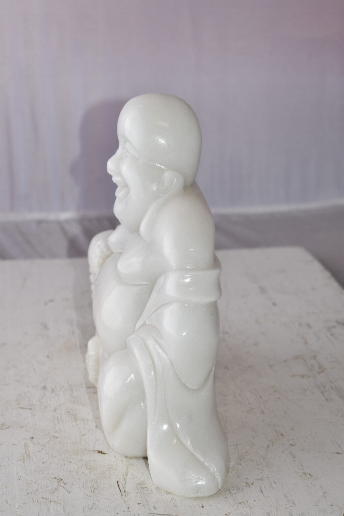 Buddha White Made of Jade Statue Size: 13" x 4" x 10"H