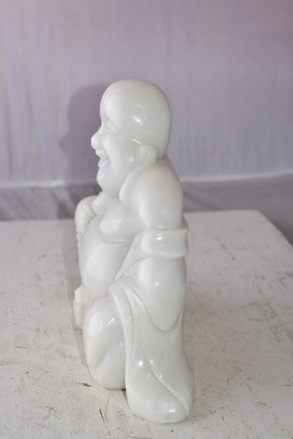 Buddha White Made of Jade Statue Size: 13" x 4" x 10"H