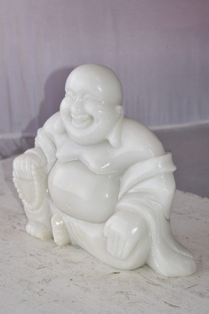 Buddha White Made of Jade Statue Size: 13" x 4" x 10"H