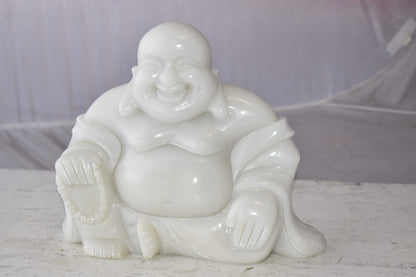 Buddha White Made of Jade Statue Size: 13" x 4" x 10"H