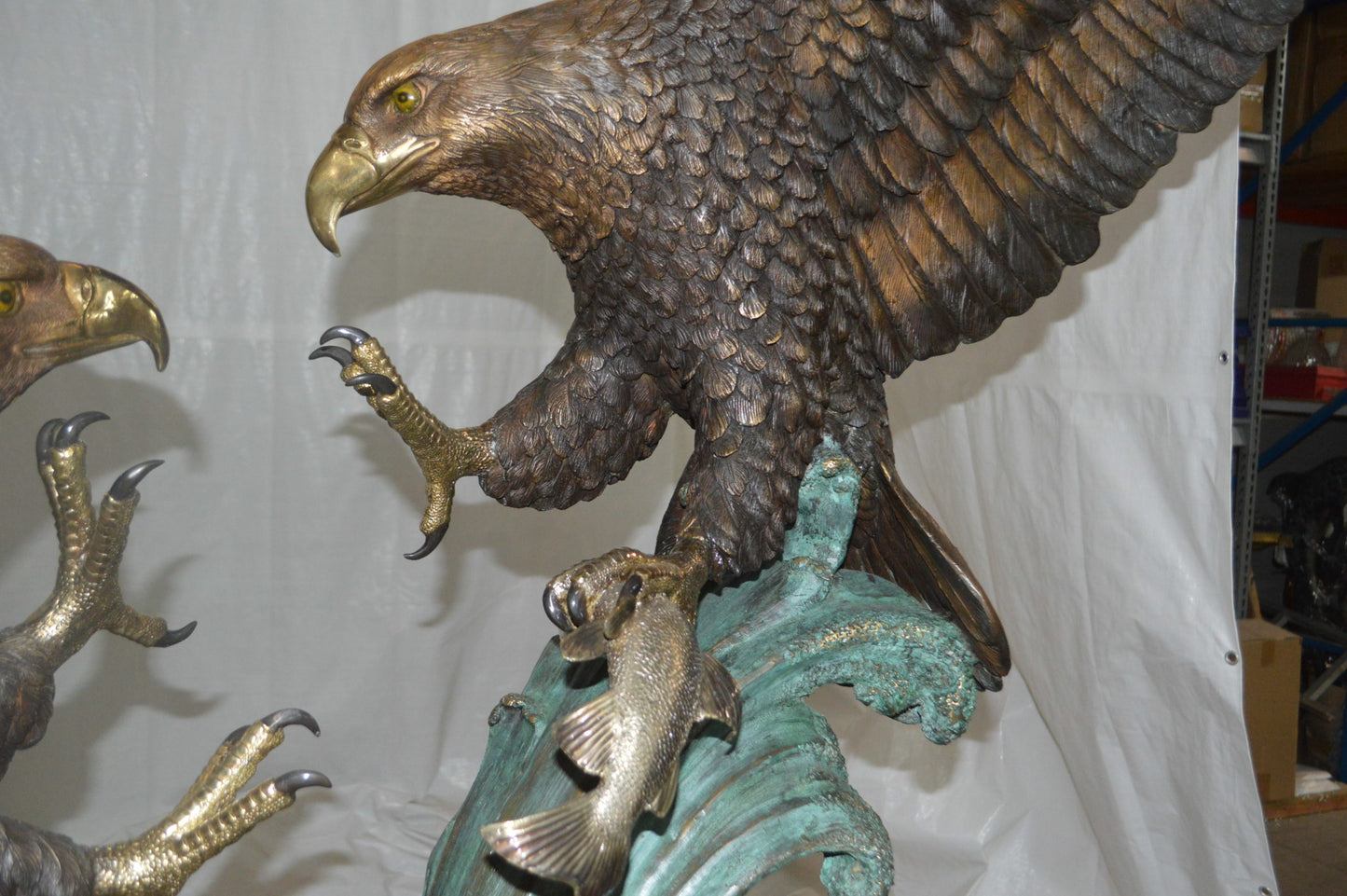 Opposing Eagles Bronze Statue - Size: 90"L x 69"W x 90"H.