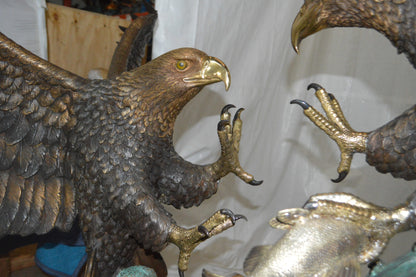 Opposing Eagles Bronze Statue - Size: 90"L x 69"W x 90"H.