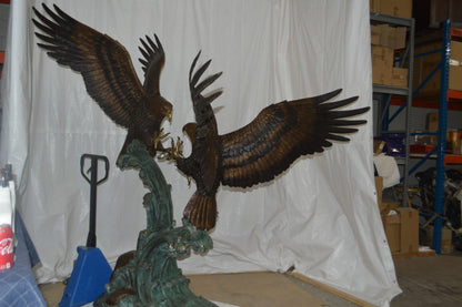 Opposing Eagles Bronze Statue - Size: 90"L x 69"W x 90"H.