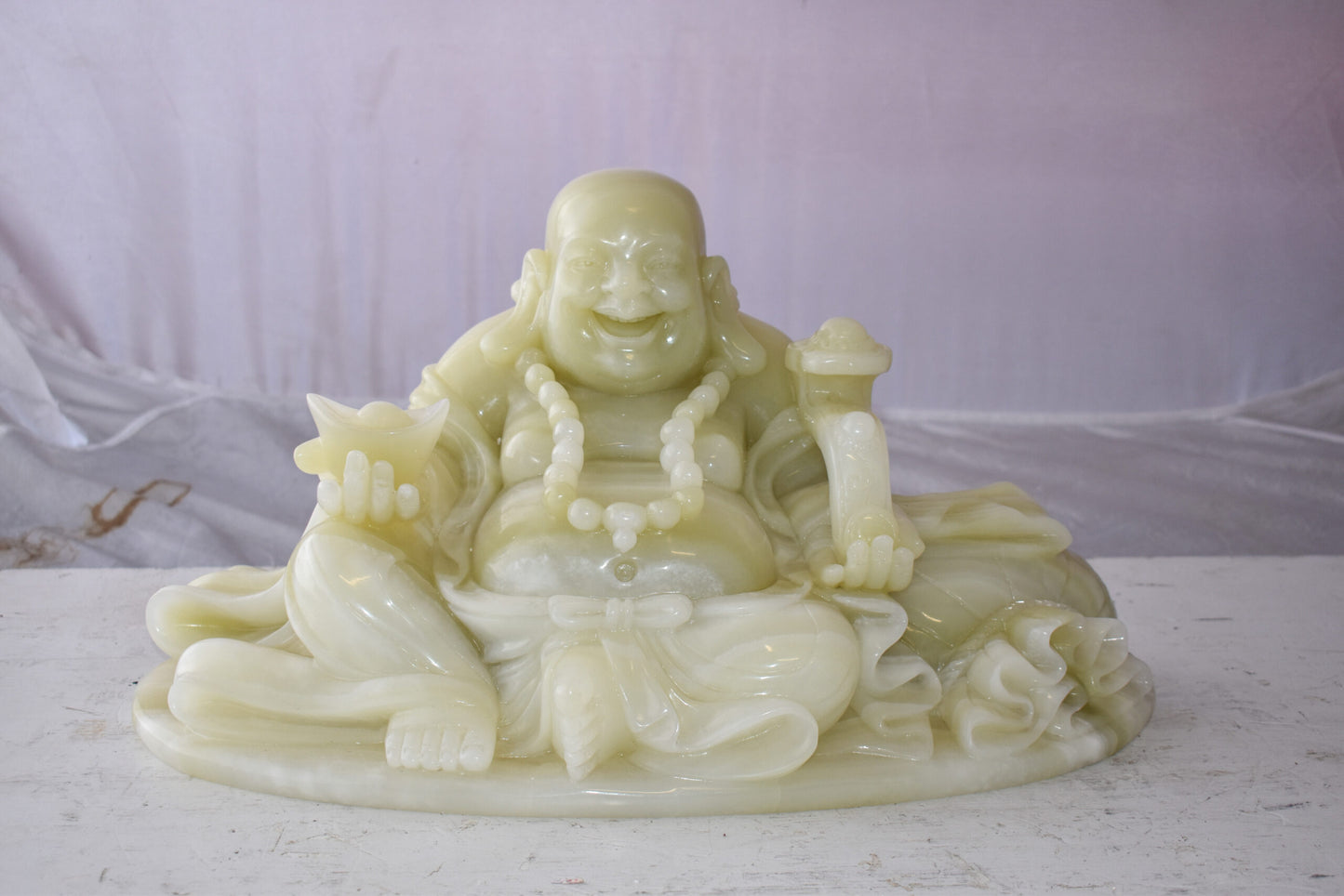 Buddha Statue Large Made of Jade Size: 22" x 9" x 11"H