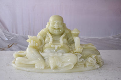 Buddha Statue Large Made of Jade Size: 22" x 9" x 11"H