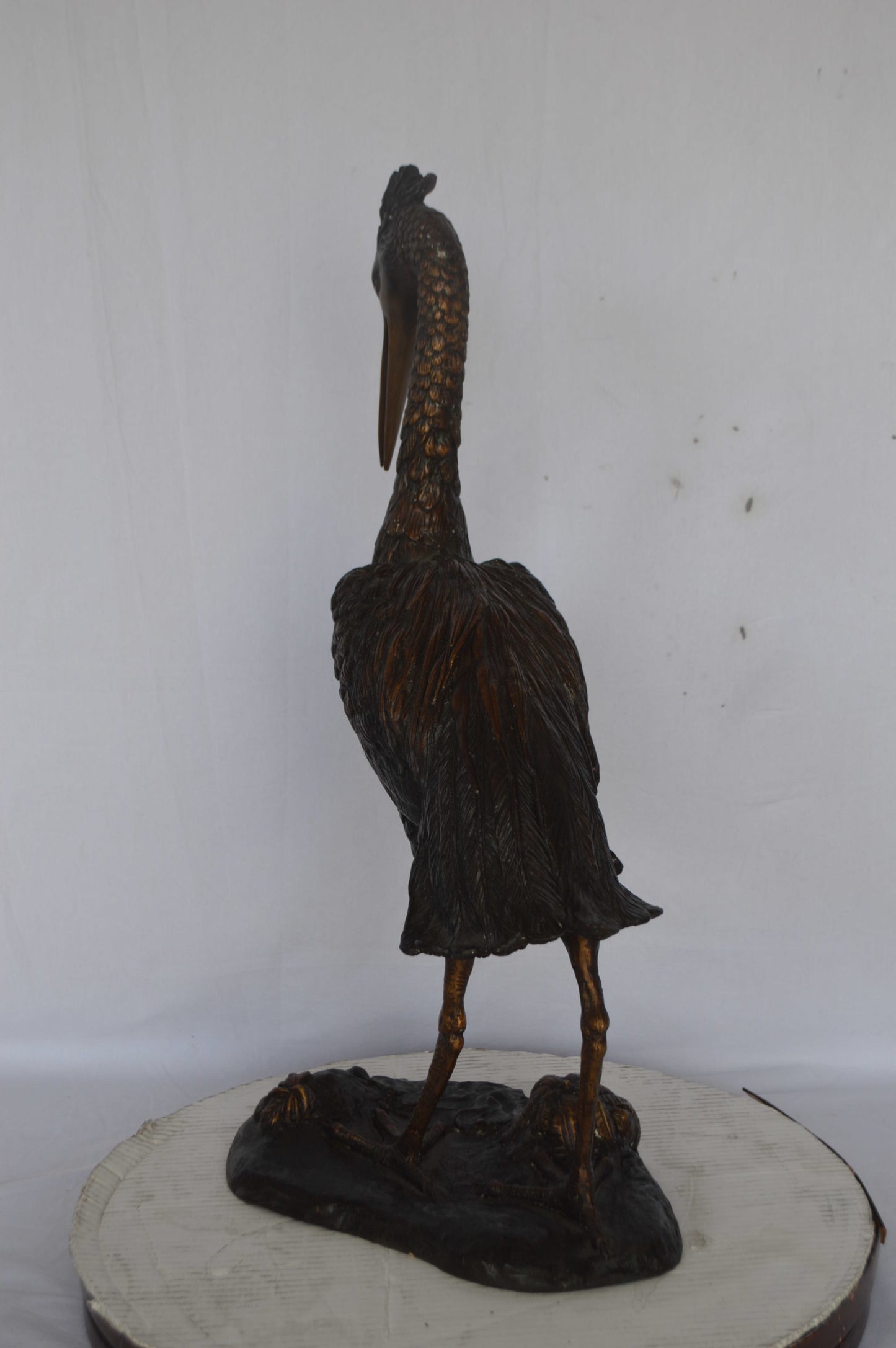 Great Blue Heron bronze statue - Size: 17"L x 12"W x 32"H.