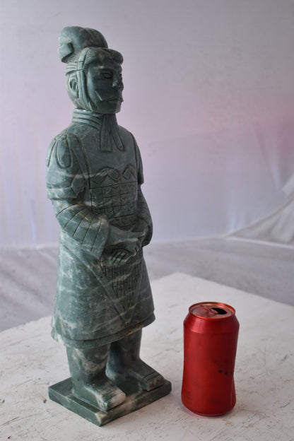 Asian Terracotta Warrior Standing Replica Made of Marble 6" x 4" x 19"H
