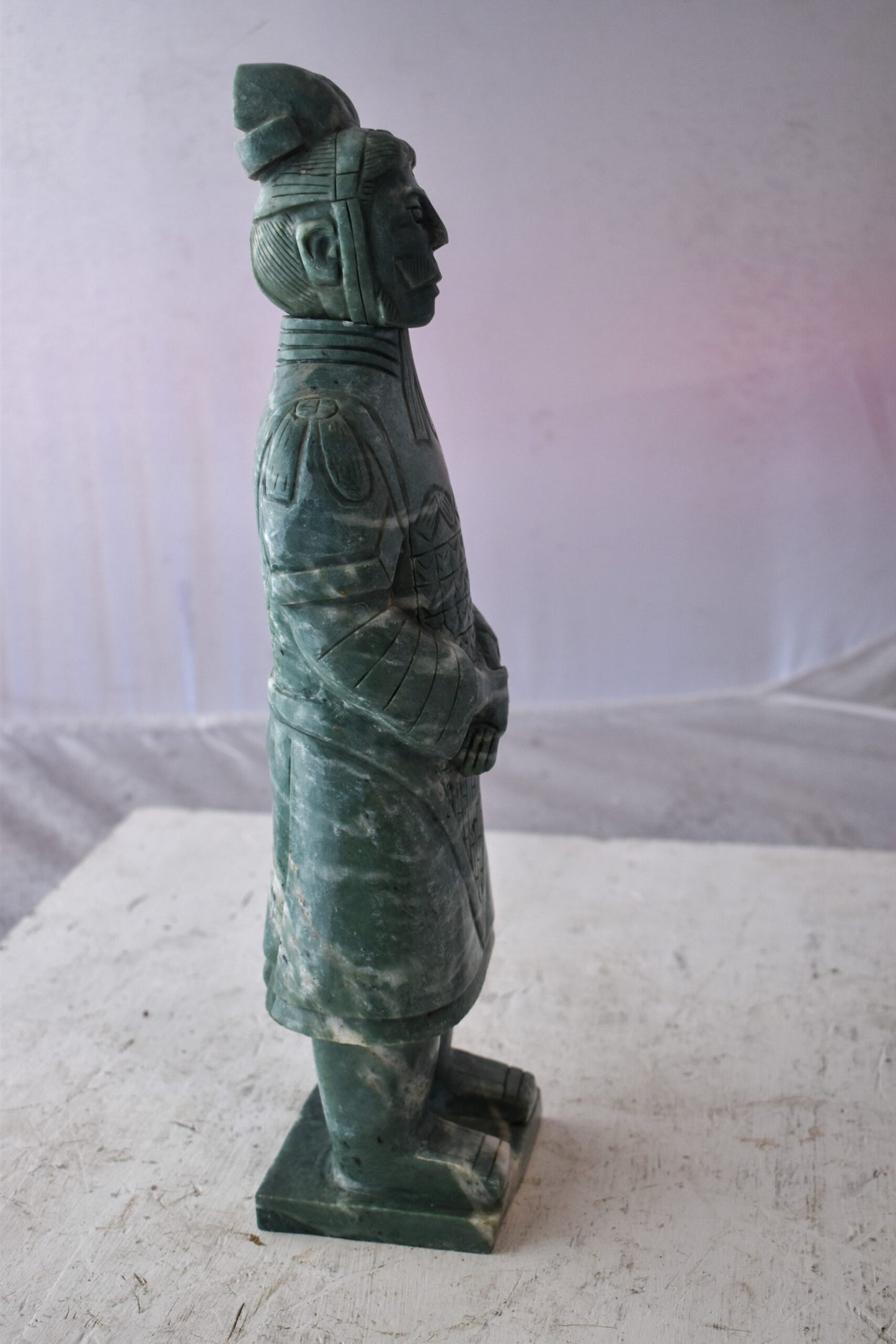 Asian Terracotta Warrior Standing Replica Made of Marble 6" x 4" x 19"H