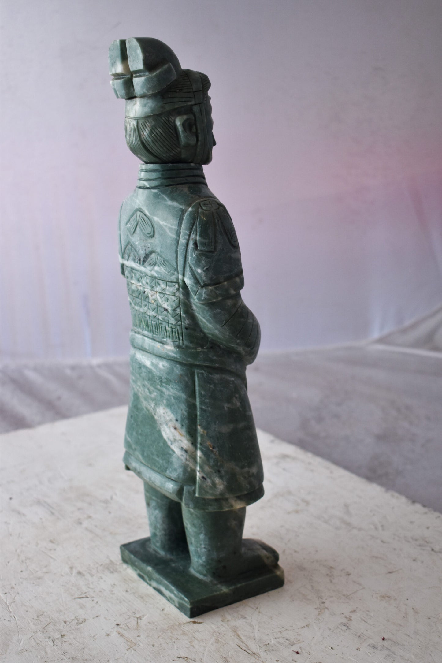 Asian Terracotta Warrior Standing Replica Made of Marble 6" x 4" x 19"H