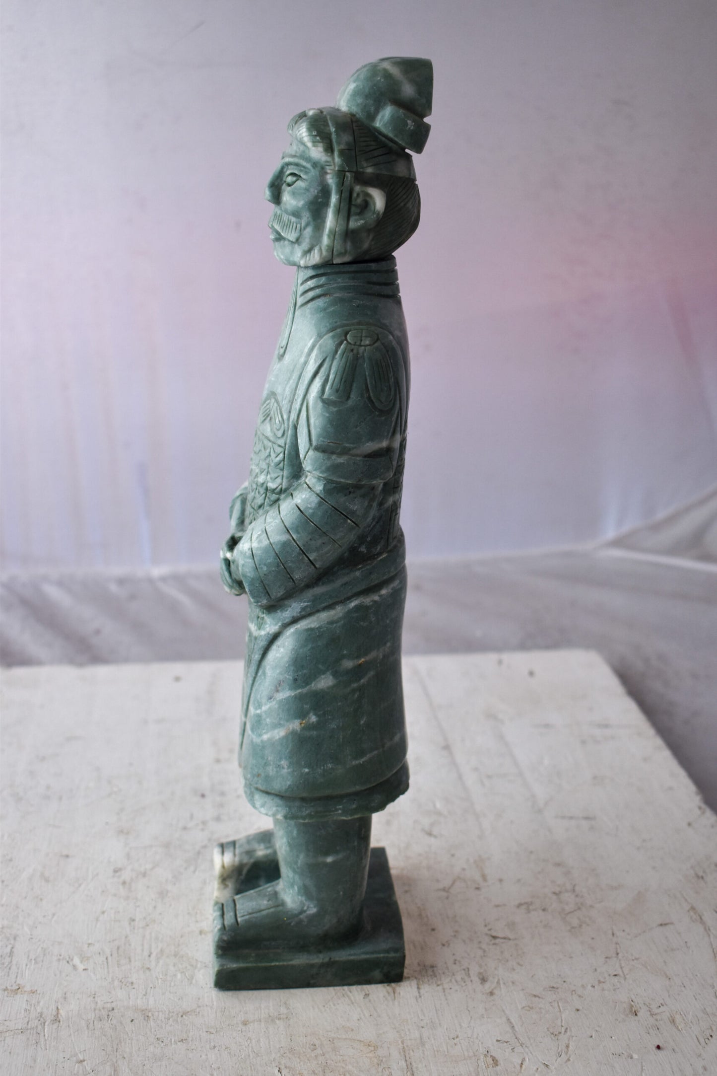 Asian Terracotta Warrior Standing Replica Made of Marble 6" x 4" x 19"H