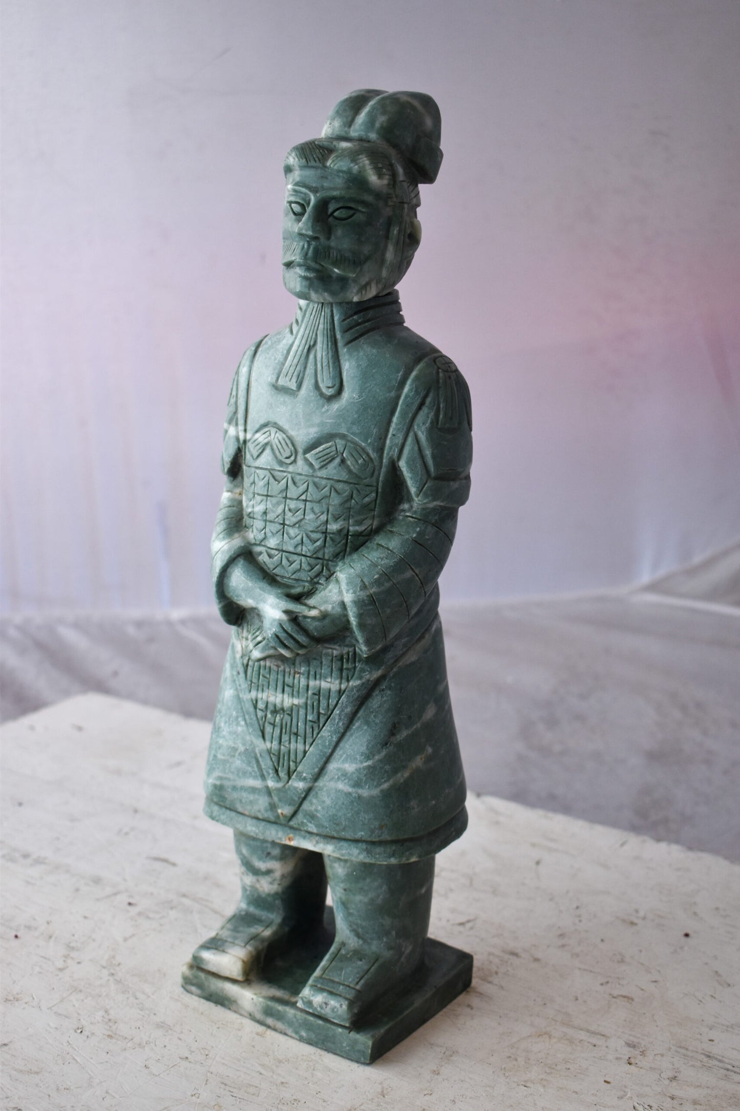 Asian Terracotta Warrior Standing Replica Made of Marble 6" x 4" x 19"H