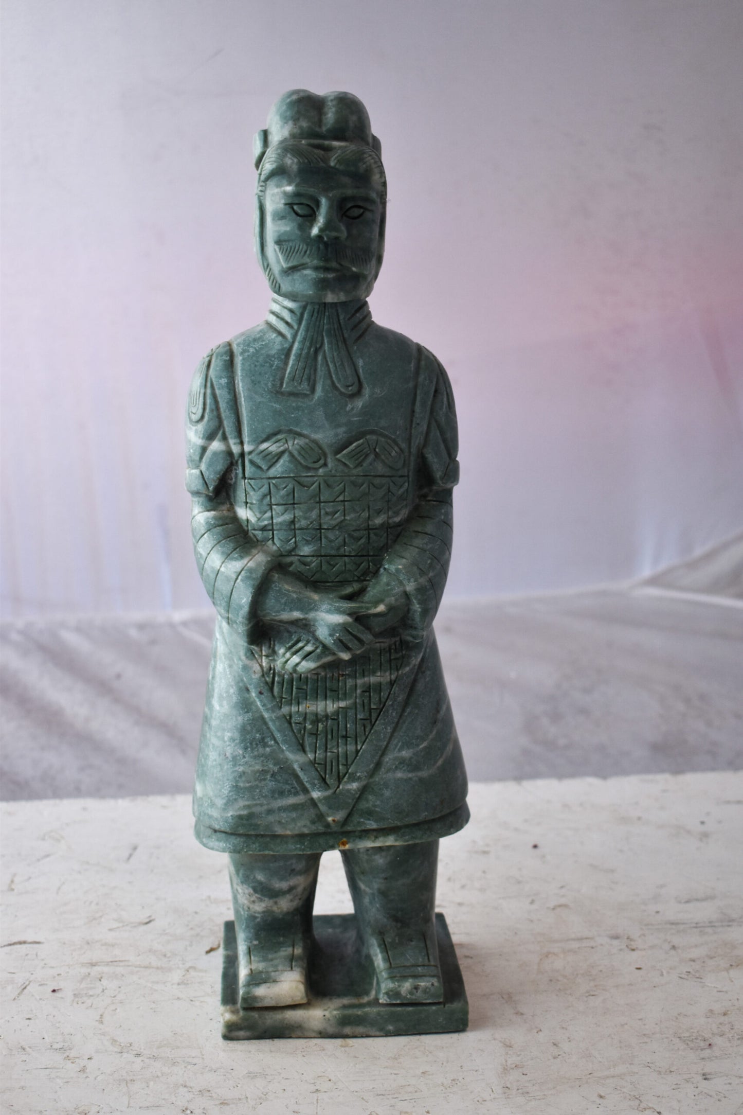 Asian Terracotta Warrior Standing Replica Made of Marble 6" x 4" x 19"H