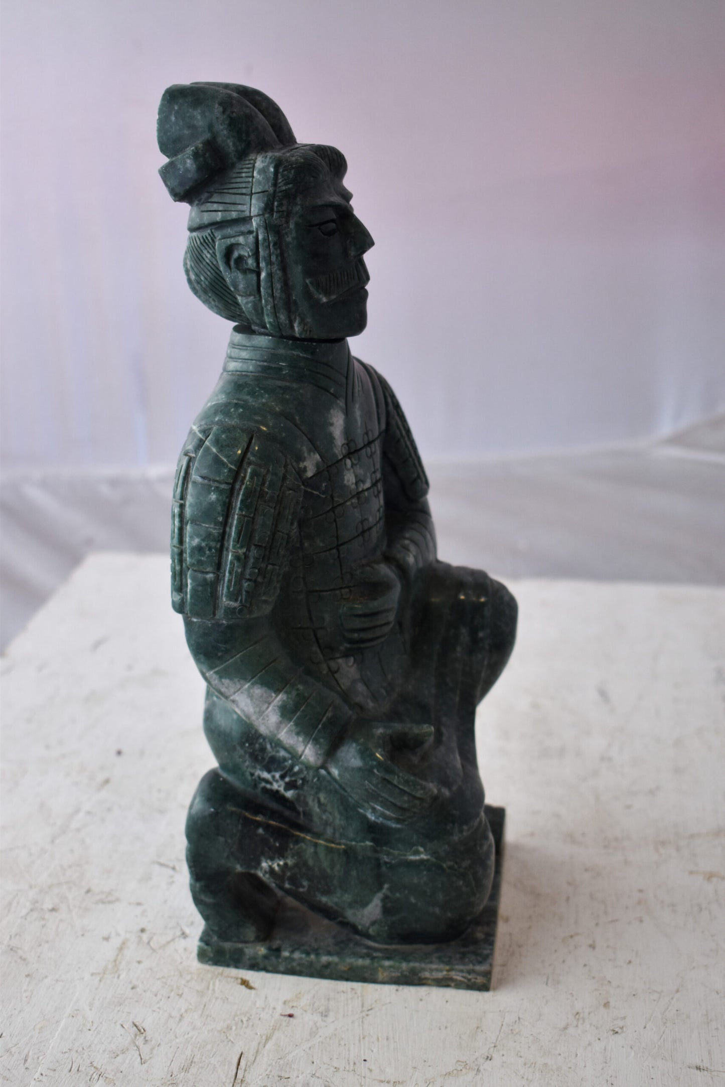Asian Terracotta Warrior Sitting Replica Made of Marble 5" x 5" x 15"H