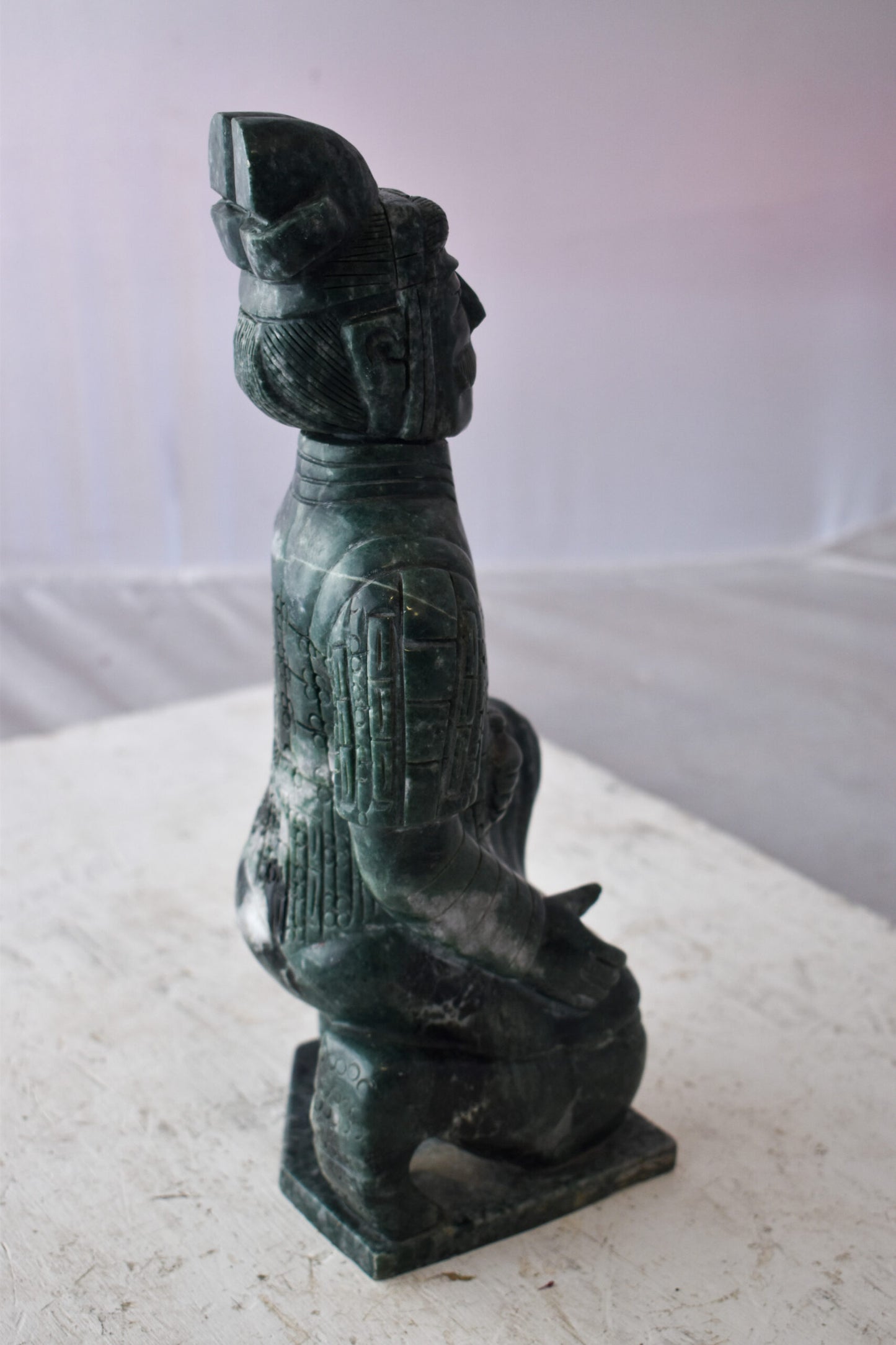 Asian Terracotta Warrior Sitting Replica Made of Marble 5" x 5" x 15"H