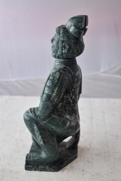 Asian Terracotta Warrior Sitting Replica Made of Marble 5" x 5" x 15"H