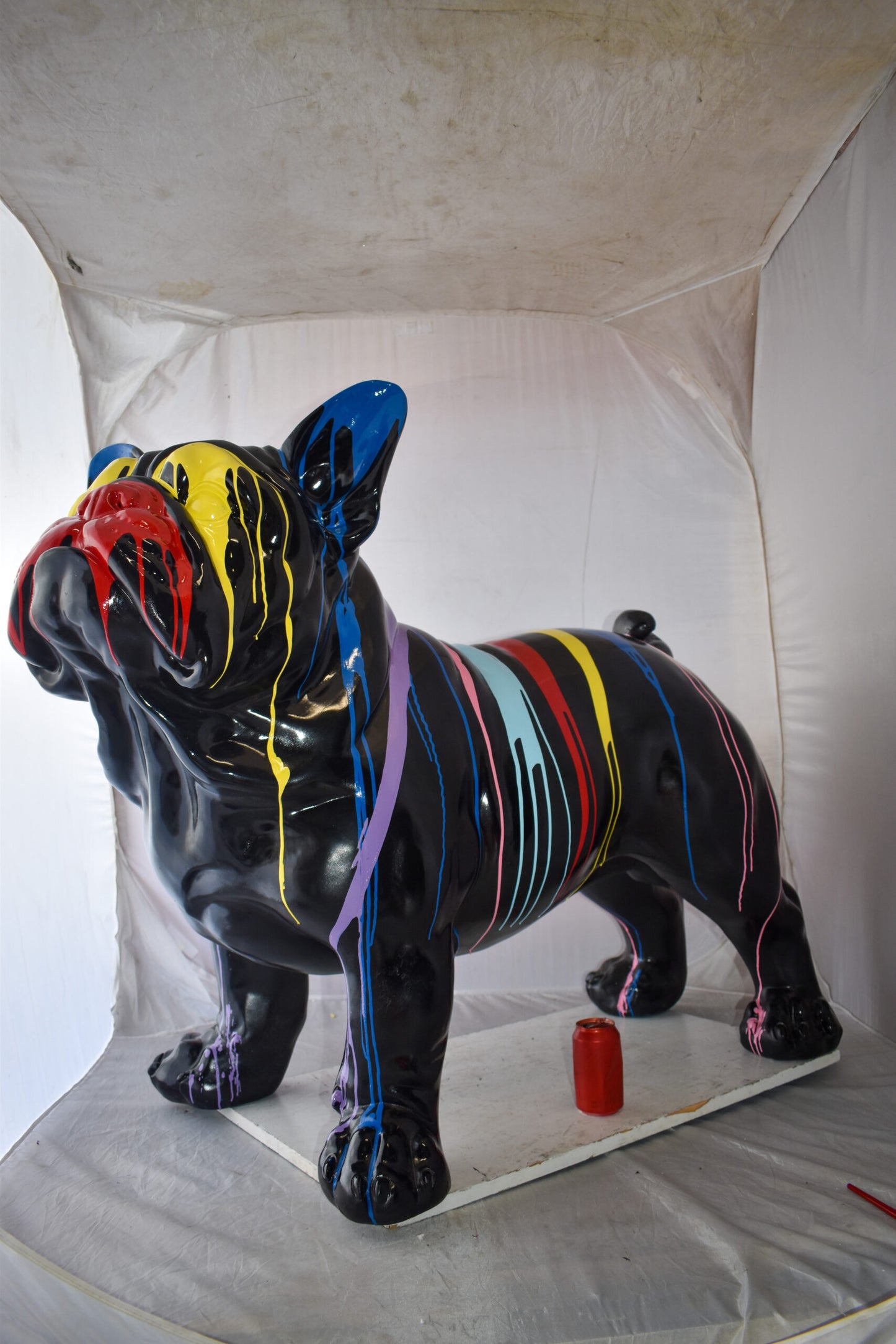 French Bulldog with Paint Drops Giant Resin Statue Size: 52" x 24" x 38"H