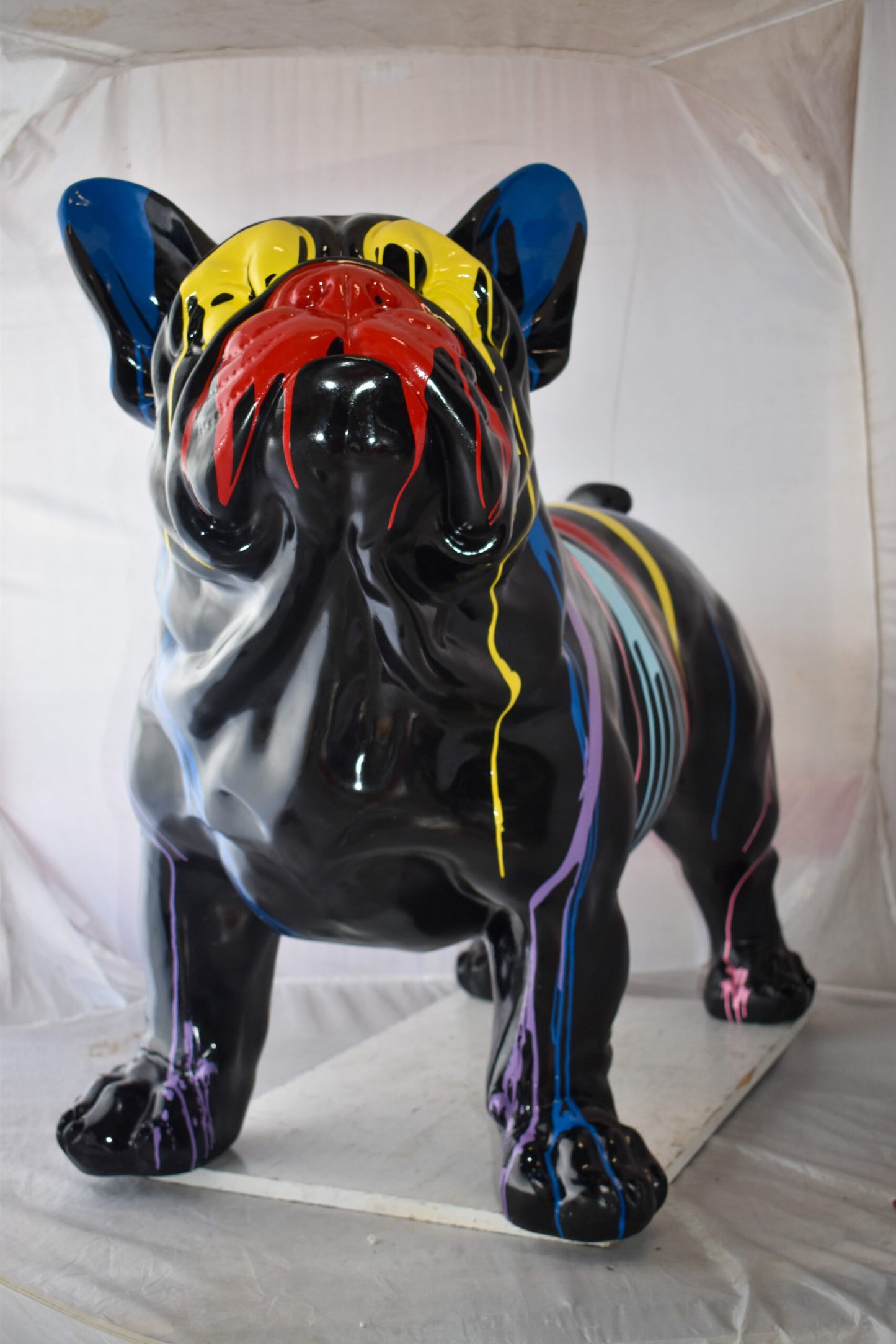 French Bulldog with Paint Drops Giant Resin Statue Size: 52" x 24" x 38"H