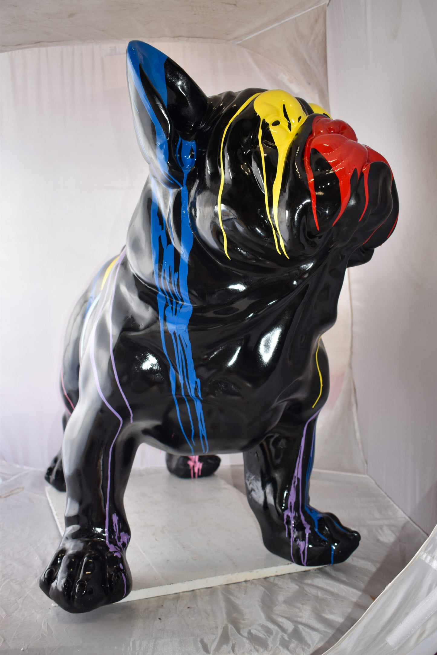French Bulldog with Paint Drops Giant Resin Statue Size: 52" x 24" x 38"H