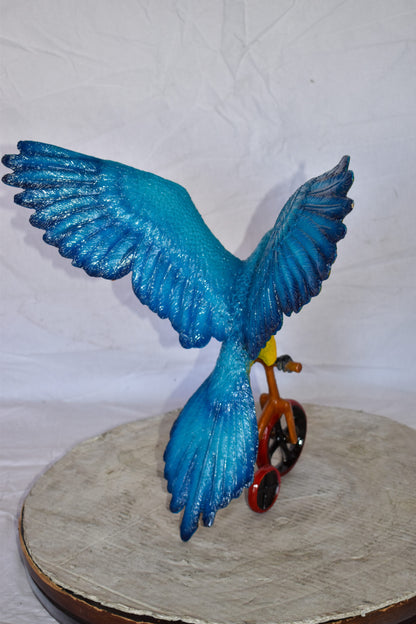 Colorful Parrot Riding a Tricycle Bronze Statue Size: 17" x 11" x 19"H