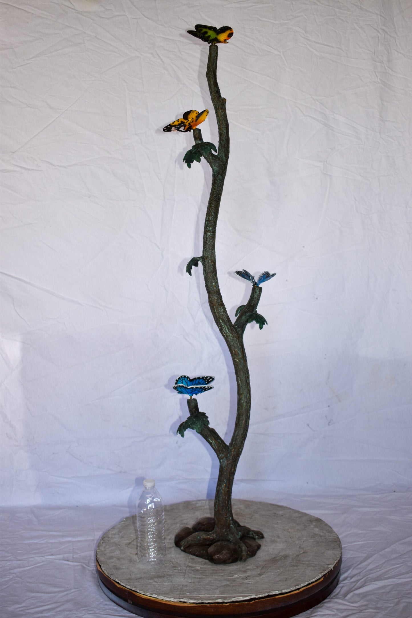Four Butterflies on A Tree Branch Bronze Statue Size: 7" x 9" x 50"H