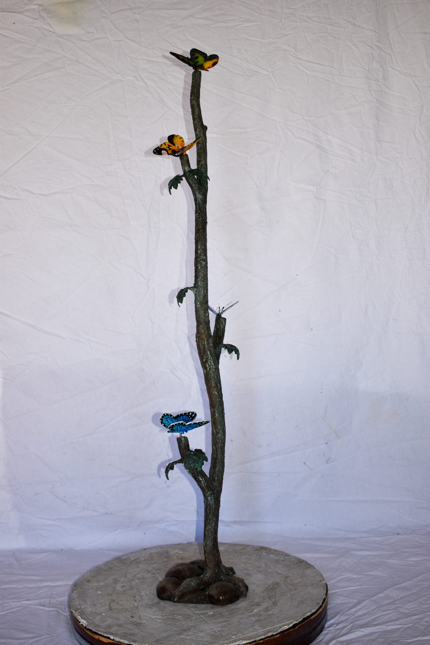Four Butterflies on A Tree Branch Bronze Statue Size: 7" x 9" x 50"H