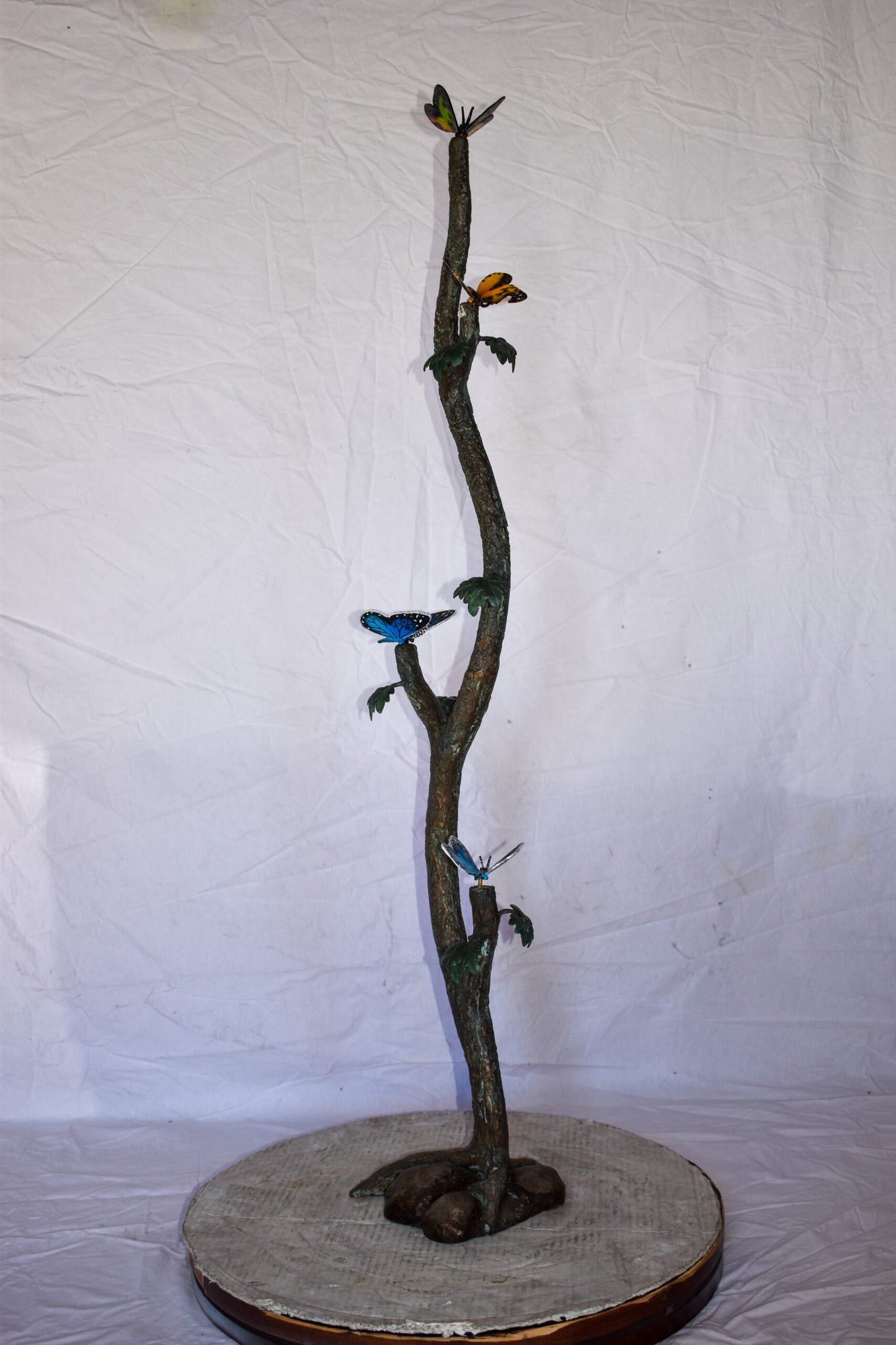 Four Butterflies on A Tree Branch Bronze Statue Size: 7" x 9" x 50"H