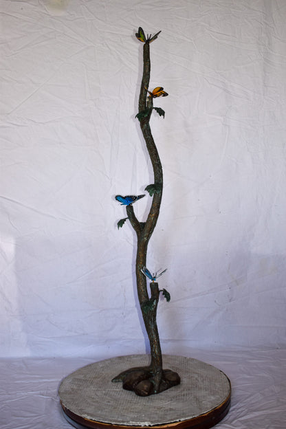 Four Butterflies on A Tree Branch Bronze Statue Size: 7" x 9" x 50"H