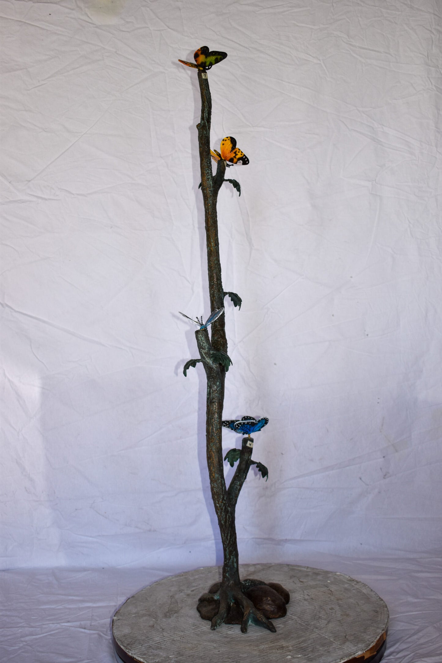 Four Butterflies on A Tree Branch Bronze Statue Size: 7" x 9" x 50"H