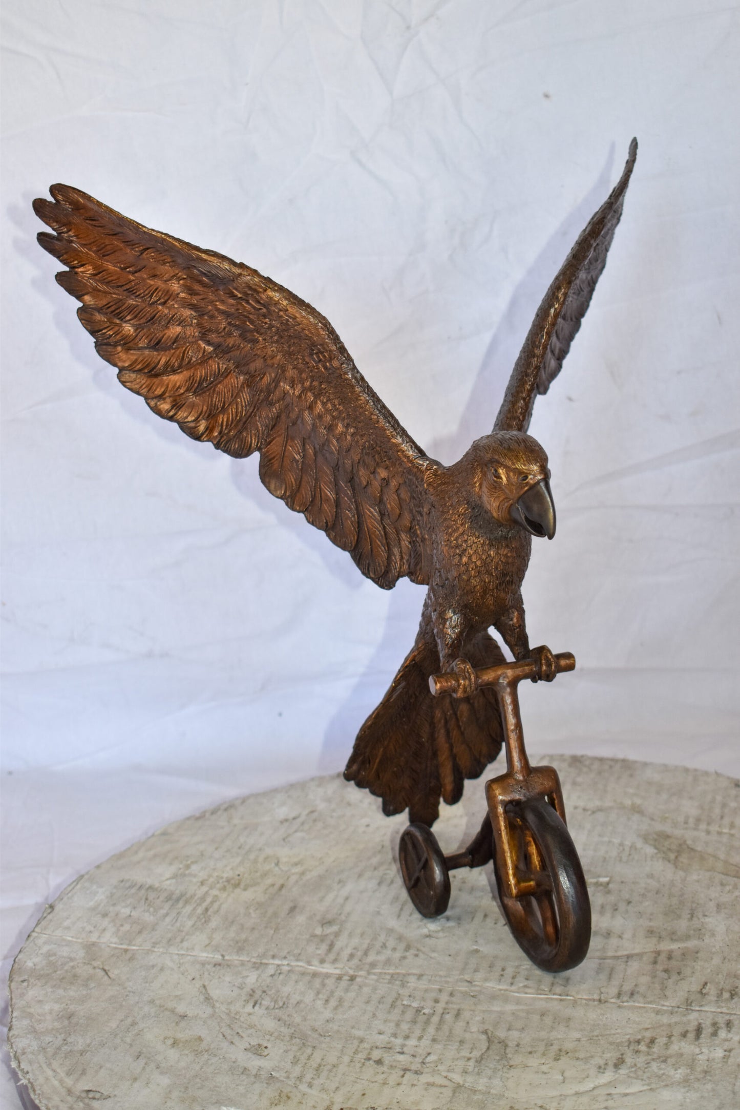 Parrot Riding a Tricycle Bronze Statue Size: 17" x 11" x 19"H