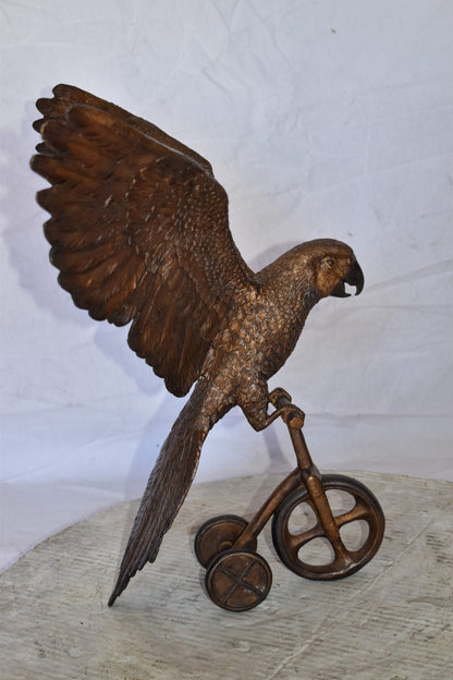 Parrot Riding a Tricycle Bronze Statue Size: 17" x 11" x 19"H