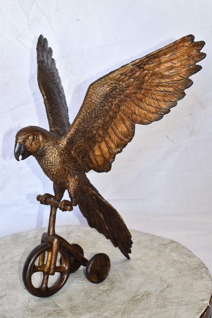 Parrot Riding a Tricycle Bronze Statue Size: 17" x 11" x 19"H