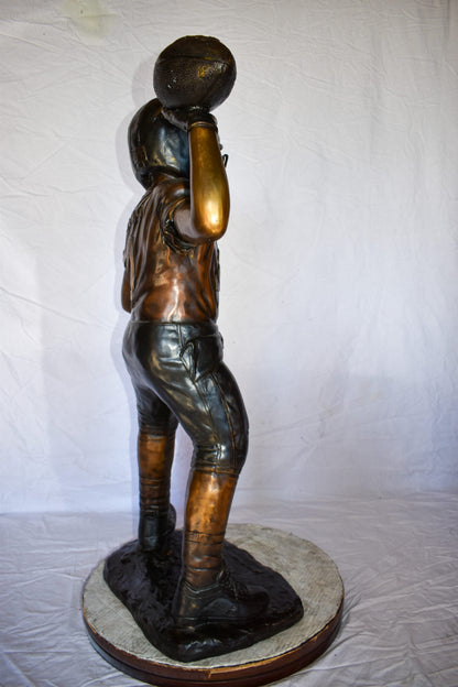 Young Boy Playing Football Bronze Statue Size: 26" x 14" x 43"H