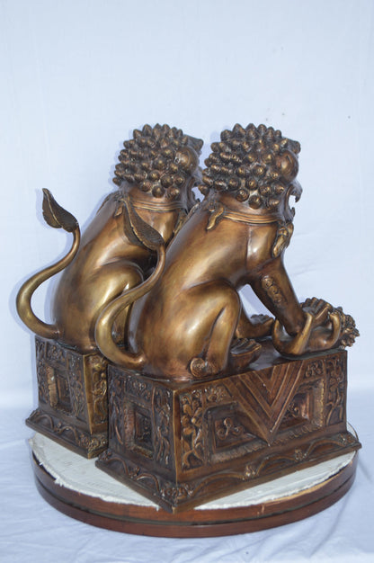 Pair of Foo Dogs bronze statues  -  Size: 20"L x 10"W x 23"H. 40 LB each