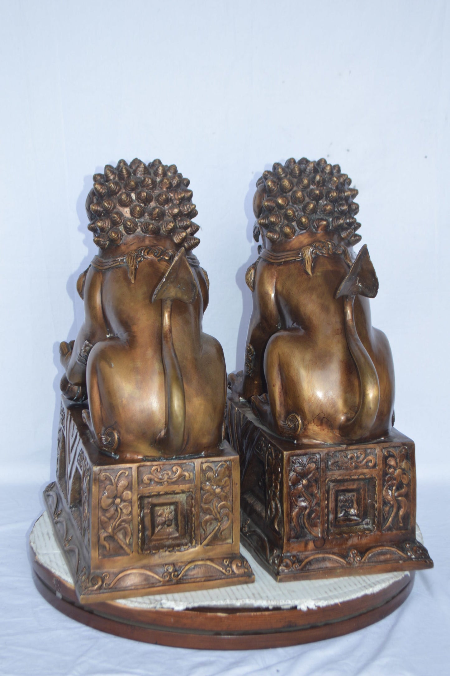 Pair of Foo Dogs bronze statues  -  Size: 20"L x 10"W x 23"H. 40 LB each