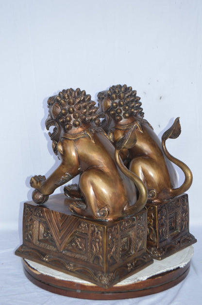 Pair of Foo Dogs bronze statues  -  Size: 20"L x 10"W x 23"H. 40 LB each