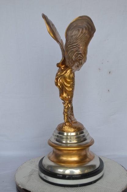Gold and Silver Rolls Royce Bronze Statue - Size: 14"L x 14"W x 32"H.
