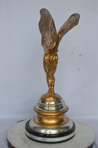 Gold and Silver Rolls Royce Bronze Statue - Size: 14"L x 14"W x 32"H.