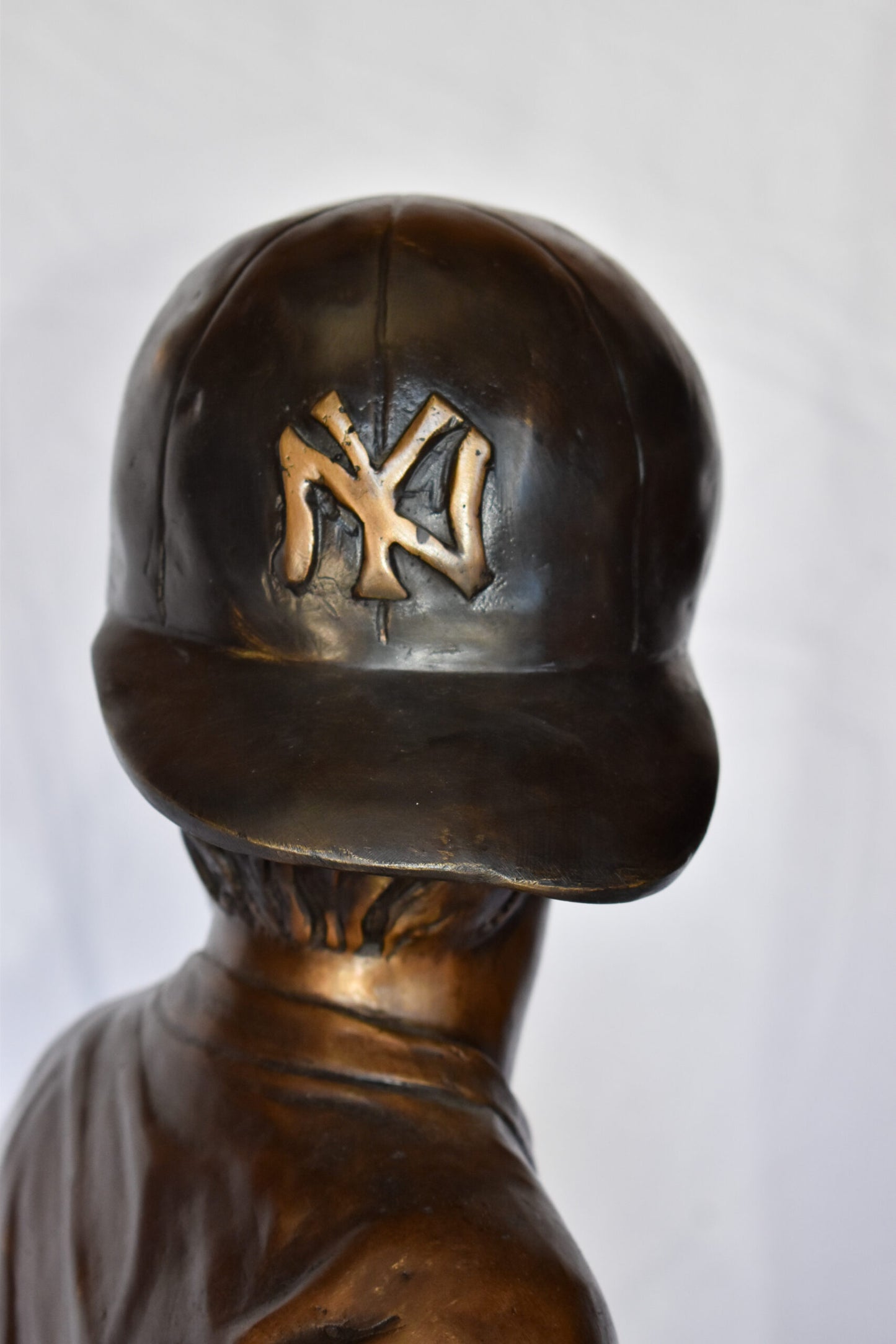 Young Boy in NY Yankees Cap Hitting Baseball Bronze Statue 40" x 22" x 40"H