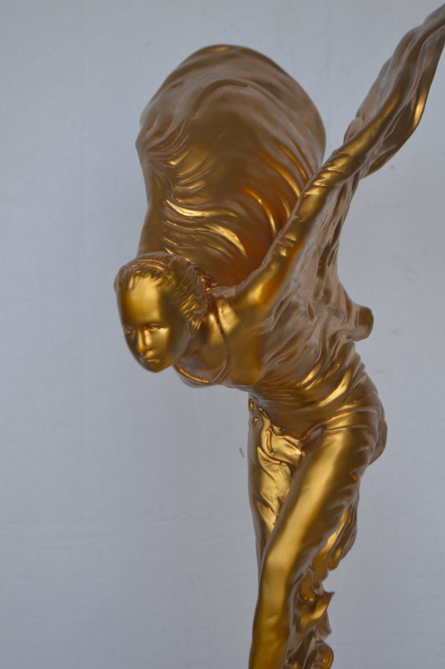Gold and Silver Rolls Royce Bronze Statue - Size: 14"L x 14"W x 32"H.