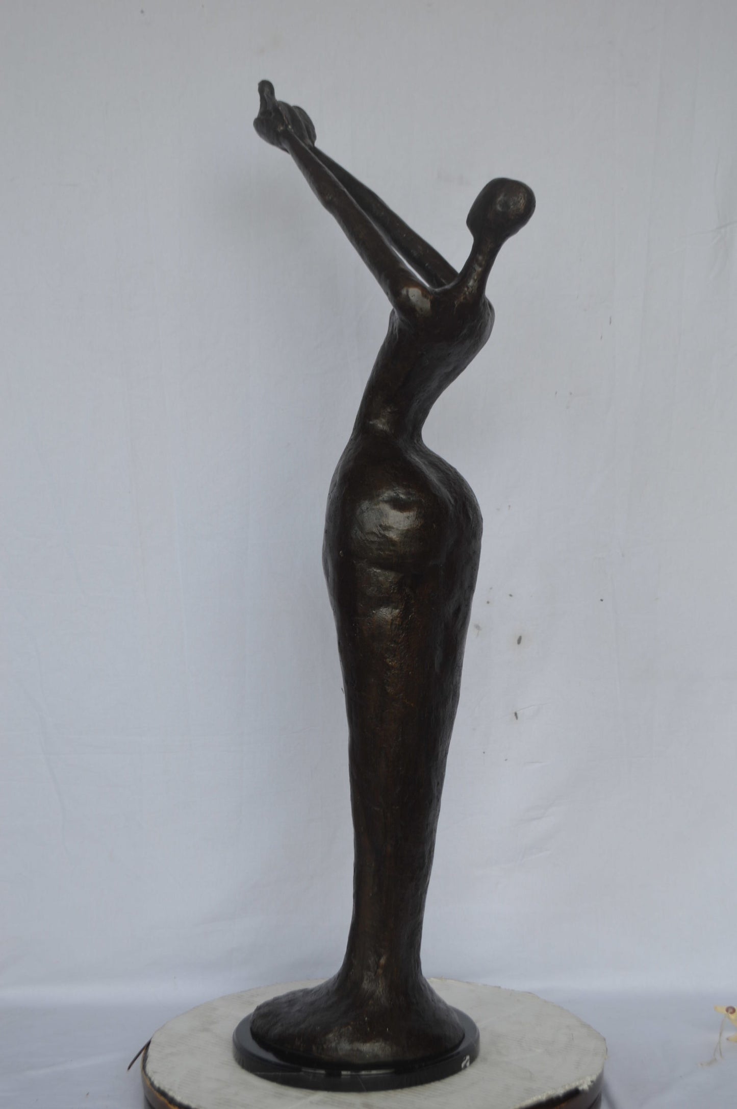 Woman Releasing Bird Modern Art Bronze Statue - Size: 13"L x 19"W x 52"H.