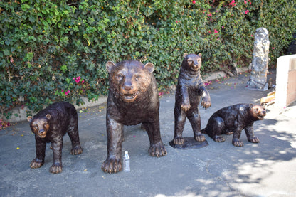 Life Size Family Bear with Mama Bear and 3 Cubs Bronze Statues 64" x 26" x 43"H