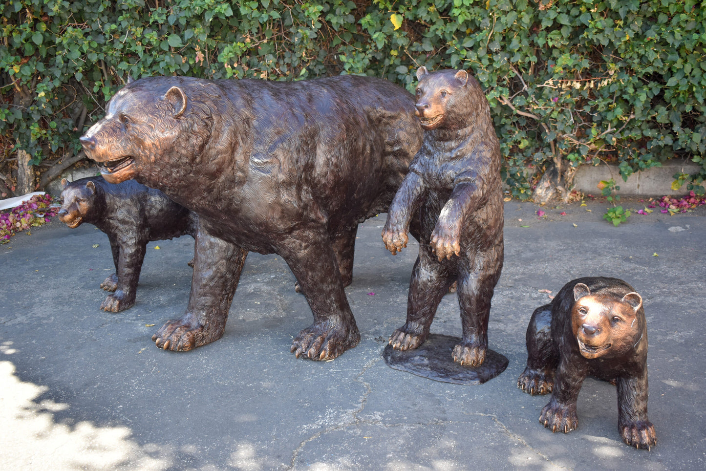 Life Size Family Bear with Mama Bear and 3 Cubs Bronze Statues 64" x 26" x 43"H