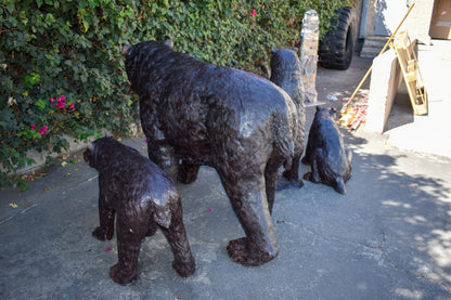 Life Size Family Bear with Mama Bear and 3 Cubs Bronze Statues 64" x 26" x 43"H